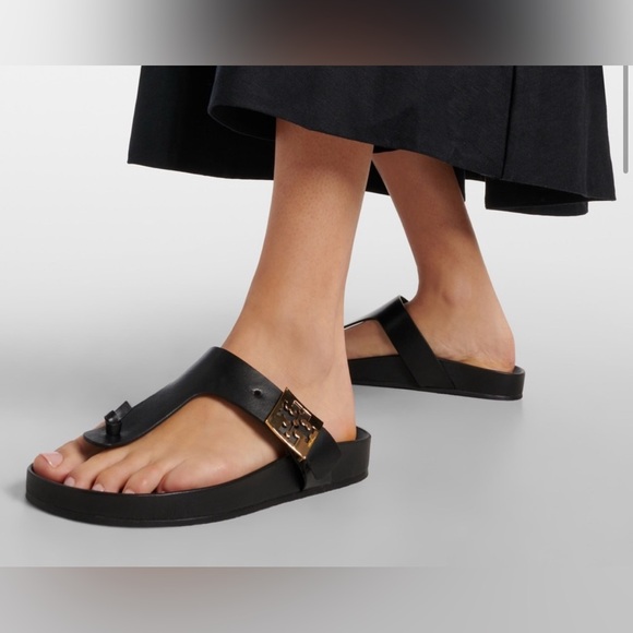 Tory Burch Mellow T-Strap Sandals Black Size 8 - Picture 1 of 10